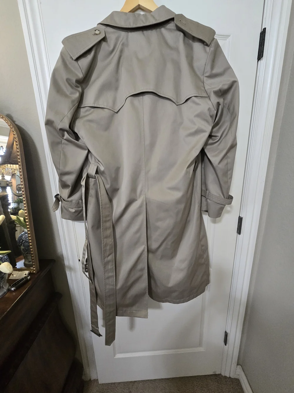 Stafford Men's Light Beige Double-Breasted Trench Coat